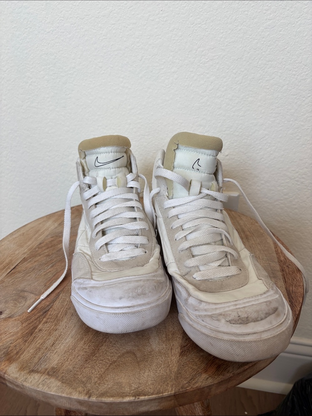 Nike White and Tan High-Top Sneakers